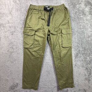 National Geographic Mens M Green Cargo Hiking Pants Belted Outdoor Cotton